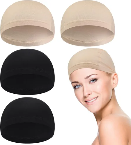 Miniatura 7 de Janmercy 4 Pcs Bamboo Wig Caps for Women Fiber Wig Liner Bald Caps Elastic Breathable Sleep Cap for Hair Loss Chemotherapy Marrón oscuro