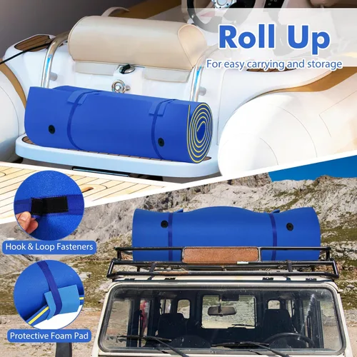 Miniatura 5 de GYMAX Almohadilla flotante de agua, esterilla de espuma de agua de 9 pies / 18 pies x 6 pies con almohada rodante, isla flotante de 3 capas para Azul