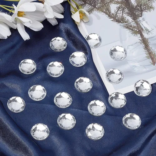 Miniatura 5 de FINGERINSPIRE 60 diamantes de imitación acrílicos autoadhesivos de 0.98 pulgadas con contenedor, parte trasera plana transparente, gemas circulares