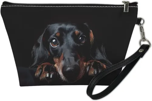 Miniatura 2 de HUGS IDEA Bolso animal del maquillaje de la impresión de la moda de las mujeres de la PU de, Negro (Dachshund), Chico