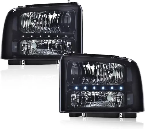 Miniatura 10 de CHEDA Conjunto de faros LED DRL, compatible con Ford F250 F350 F450 F550 Super Duty 2005 2006 2007 (lente transparente carcasa negra reflector ámbar)
