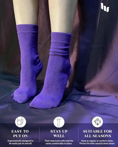 Miniatura 4 de Hugh Ugoli Womens Soft Bamboo Dress Socks, Thin Crew Socks for Business, Trouser, Casual,Non-Binding, Breathable,3-6Pairs