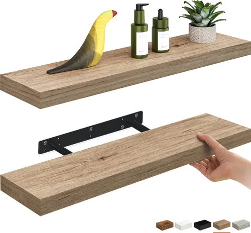 Miniatura 19 de Ballucci - Estantes flotantes, juego de estantes de pared de madera de 36" con soportes invisibles para baño, sala de estar, dormitorio, cocina