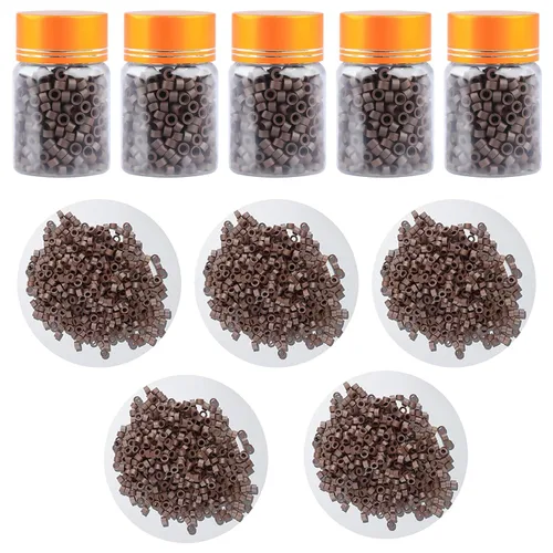 Miniatura 8 de 2500 extensiones de cabello con microenlaces, cuentas forradas de silicona de 0.197 in para extensiones de cabello humano con punta I Tip