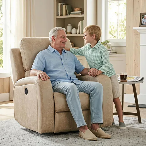Miniatura 2 de HAOMARKETS Silla reclinable eléctrica, sofás reclinables de piel sintética suave con respaldo acolchado, sofá reclinable individual superrelleno