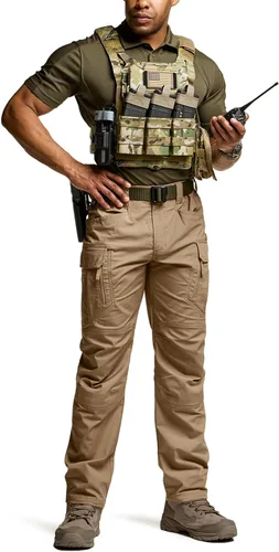 Miniatura 3 de CQR - Pantalones tácticos elásticos para hombre, pantalones cargo de ripstop resistentes al agua, pantalones ligeros para trabajo al aire libre