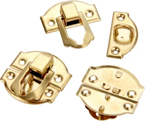 Miniatura 4 de Yetaha 10 pestillos pequeños dorados, joyero antiguo, cerrojos con cerradura, cierre de pestillo para cajas de madera, caja de pecho, maleta