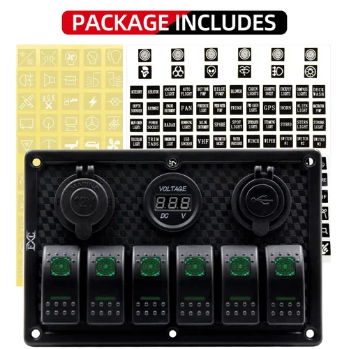 Miniatura 3 de Panel FXC impermeable, con ranura de doble puerto USB, fusibles de 4.2 A, visualización digital de voltaje, toma de encendedor y 4, 6 u 8 tipos