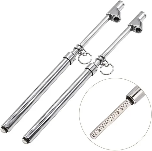 Miniatura 8 de Medidor de presión de neumáticos, resistente de doble cabezal, para camión, cuerpo de latón macizo, pintura negra, diapositiva de aluminio