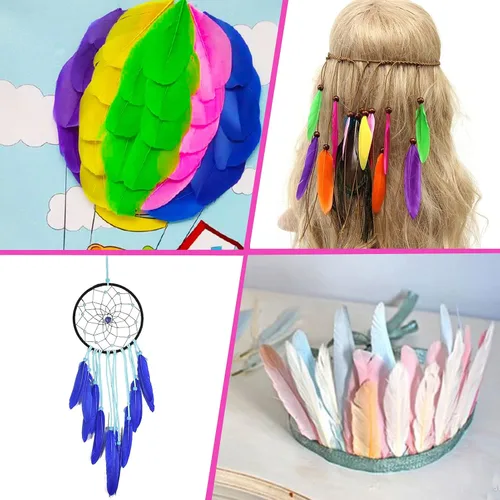 Miniatura 5 de TOAOB - 250 plumas de ganso coloridas para manualidades de 4 a 6 pulgadas, plumas a granel para disfraces, joyas, boda, hogar, fiesta, decoración
