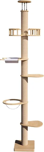 Miniatura 9 de Árboles para gatos de piso a techo para gatitos y gatos grandes con cuerda natural, árbol alto para gatos hasta el techo, altura ajustable de 82-112