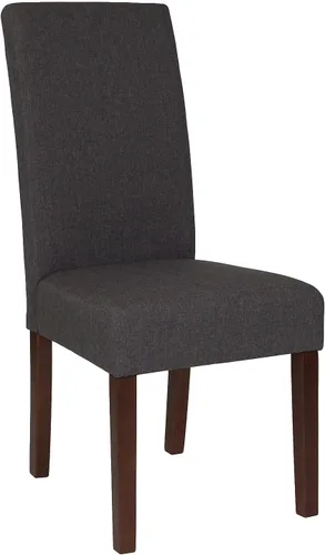 Miniatura 26 de Flash Furniture Greenwich Series Black LeatherSoft - Silla de comedor Parsons de mediados de siglo con parte trasera tapizada