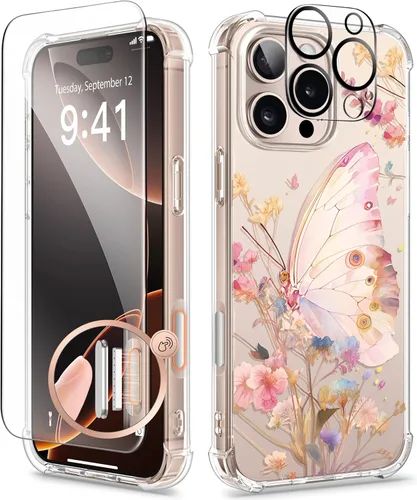Miniatura 135 de GVIEWIN - Funda floral para iPhone 14 de 6.1 pulgadas, protector de pantalla + protector de lente de cámara, no se amarillenta, a prueba de golpes