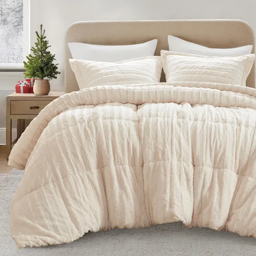 Miniatura 9 de Madison Park Duke Luxe - Juego de edredón reversible de piel sintética, reverso de felpa suave, relleno alternativo moderno, ropa de cama acogedora