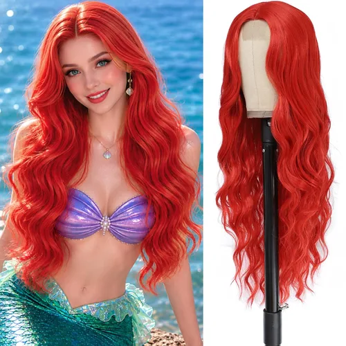Miniatura 25 de Peluca larga rubia 613 para cosplay, peluca sintética de 28 pulgadas, parte media, regalos realistas, pelucas de fiesta para mujeres, uso diario
