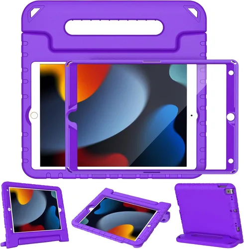 Miniatura 11 de LTROP Funda infantil para iPad de 9ª/8ª/7ª generación (2021/2020/2019), iPad 10.2 con protector de pantalla integrado, funda para niños con soporte