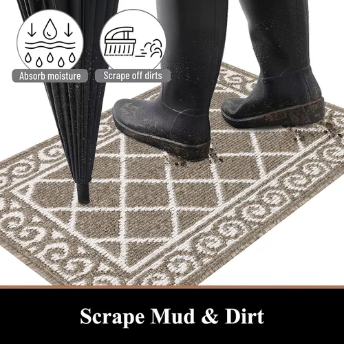 Miniatura 3 de HEBE Alfombra para Puerta Interior 20''x32'' Alfombras de Bienvenida Antideslizantes para Puerta Principal Alfombras Lavables para Zapatos Atrapa