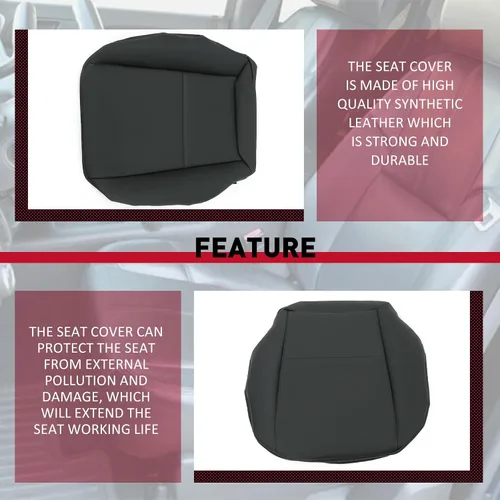 Miniatura 4 de HECASA Funda de asiento izquierdo compatible con Mercedes Benz C250 C300 C350 2008-2014 parte inferior de cuero para lado del conductor, color negro