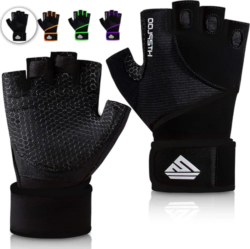 Guantes de Entrenamiento Guantes de Gimnasio Guantes de Levantamiento de Pesas para Hombres y Mujeres con Almohadilla Completa en la Palma, Soporte