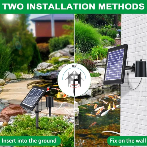 Miniatura 5 de Aireador solar de estanque con bomba de aire, 3 modos (18H/36H/72H) Aireador solar para estanques al aire libre, bomba de aire solar de 4 W y 2200