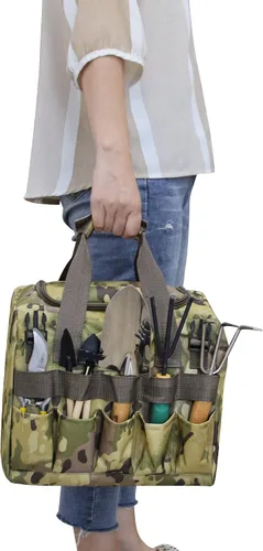 Miniatura 8 de Silla plegable 2 en 1 para acampar con bolsa de almacenamiento de herramientas, asiento de camuflaje para senderismo, asiento de pesca plegable