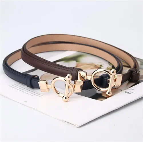 Miniatura 3 de CZDYUF Cinturón delgado con hebilla redonda para mujer, vestido decorativo a juego, estilo vaquero, cinturón simple (color F, tamaño 41.3 in)