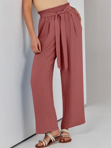 Miniatura 8 de ANRABESS Pantalones palazzo de pierna ancha para mujer, cintura alta, nudo de lazo, ligeros, elegantes, bohemios, pantalones de descanso