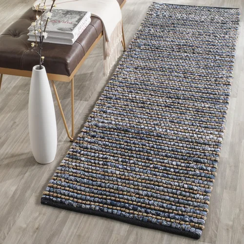 Miniatura 9 de SAFAVIEH Cape Cod Collection - Alfombra de área de 10 x 14 pies, azul, hecha a mano de algodón trenzado y yute, ideal para zonas de alto tráfico