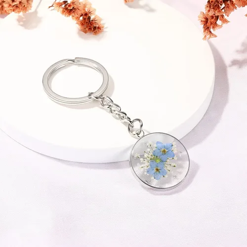 Miniatura 2 de Pressed Flower Keychain Charms Forget-Me-Not Keychain Personalized Handmade Keychain Gifts for Her
