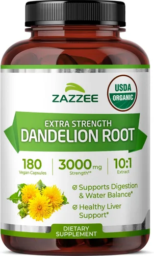 Miniatura 11 de Zazzee USDA Organic Extracto de Raíz de Diente de León 10:1, Potencia de 3000 mg, 120 Cápsulas, Suministro para 4 Meses, Extracto Estandarizado