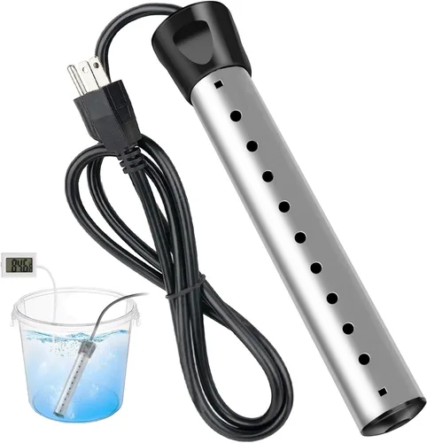 Calentador de agua de inmersión de 2000 W, calentador de agua eléctrico portátil con acero inoxidable 304, calentador de calentamiento rápido con