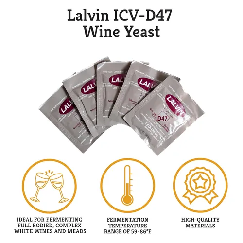 Miniatura 2 de Craft A Brew - Levadura de vino Lalvin ICV-D47 - Levadura de vino seco - Para vinos blancos y aguambres complejos y con cuerpo completo