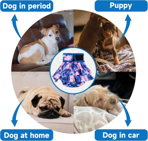 Miniatura 4 de Leekalos Pañales reutilizables para perras, fáciles de poner sin fugas, pañales para perros para el ciclo de calor, pañales para cachorros, pañales