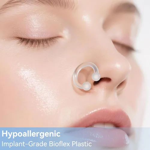Miniatura 3 de 15 piercings transparentes para nariz, anillos de nariz transparentes para el trabajo, retenedor de piercing de nariz de grado médico para cirugía
