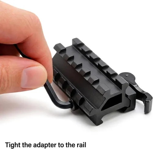 Miniatura 3 de 360 Tactical Picatinny de 1 pulgada de alto perfil de montaje elevador corto negro mate 8 ranuras para visores y ópticas (90 y 45 grados - montaje)
