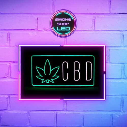 Miniatura 4 de Señal LED 'CBD' con icono de hoja por SMOKE SHOP LED – Vida útil nominal de 50,000 horas, ¡atrae a más clientes! - Letrero LED de neón de CBD