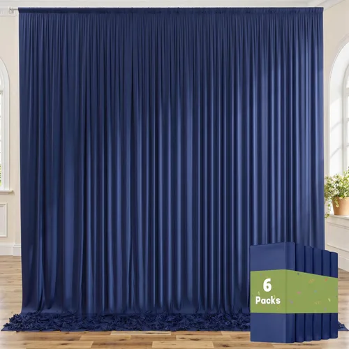Miniatura 100 de Cortinas de telón de fondo granate de 10 pies x 10 pies sin arrugas para fiestas, 2 paneles de cortinas de telón de fondo de poliéster sedoso