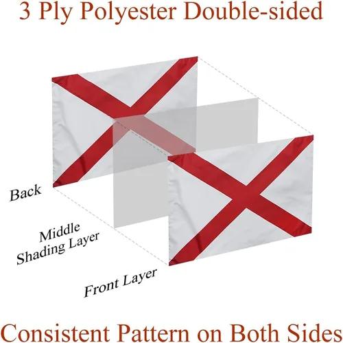 Miniatura 3 de Bandera del estado de Alabama de 3 x 5 pies para exteriores, doble cara, 3 capas, poliéster, AL Alabama, banderas con 2 ojales de latón