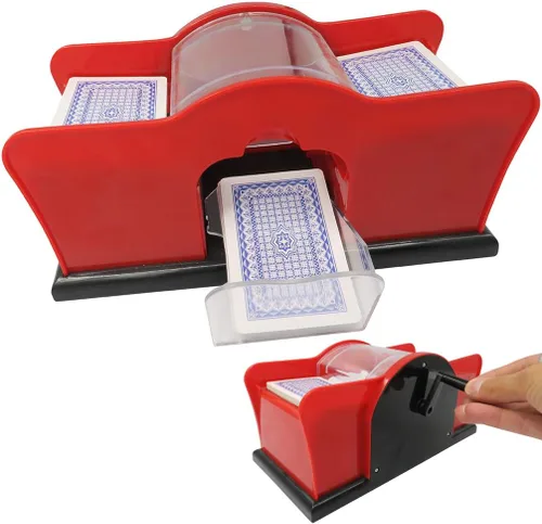 Evelots Juego de cartas Shuffler - Soporte para 2 cartas de cubierta, sistema de manivela fácil, máquina barajadora de cartas, barajadora de cartas