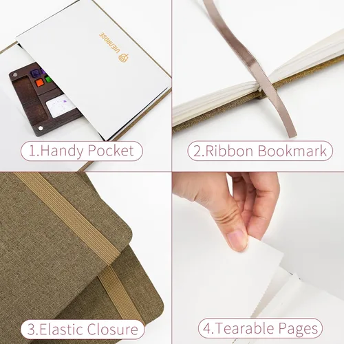 Miniatura 5 de Vienrose Cuaderno de bocetos de acuarela, diario de acuarela de 5.5 x 5.5 pulgadas con 24 hojas de 140 libras (300 GSM) de papel de acuarela