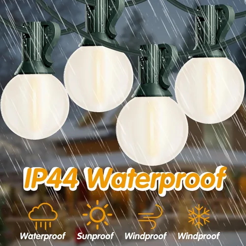 Miniatura 3 de Guirnalda de luces LED G40 para exteriores de 25 pies, luces de Navidad con forma de globo esmerilado con 27 (2 de repuesto) bombillas redondas