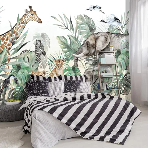 Miniatura 6 de Papel tapiz de tela con paisaje de cascada de lago verde, sala de estar, bosque, montaña, dormitorio, baño, mural de pared - 91 x 65 pulgadas