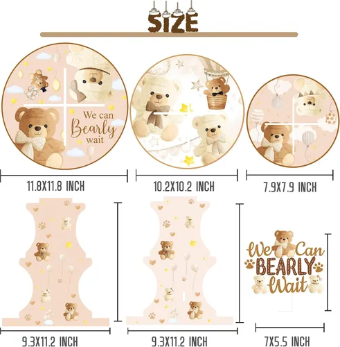 Miniatura 5 de umoni We Can Bearly Wait - Soporte para cupcakes de oso para baby shower, 3 niveles con tema de oso, soporte para cupcakes We Can Bearly Wait