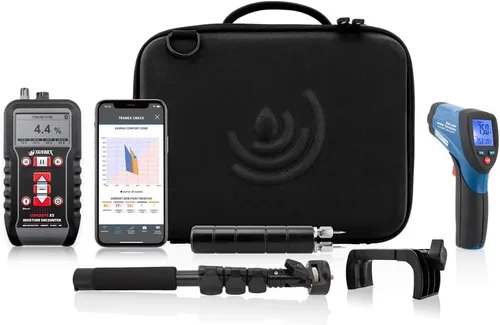 Tramex Kit de instalación de pisos FINSK | Medidor digital CMEX5, termómetro de superficie infrarroja y sonda de pasador de alta resistencia |