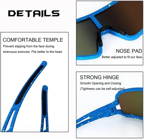 Miniatura 5 de SPOSUNE Gafas de sol polarizadas de ciclismo para hombres y mujeres, UV400, gafas deportivas para bicicleta, béisbol, correr, MTB C18