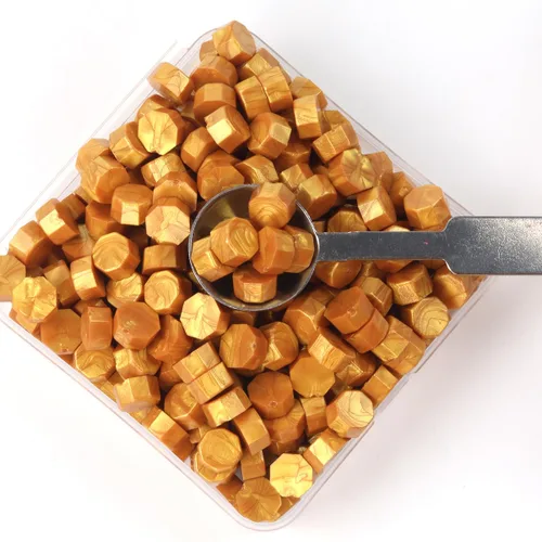Miniatura 2 de Juego de 300 cuentas de cera de sellado dorado para sello de cera con velas y cuchara de fusión, perfecto para tarjetas de Navidad, sobres