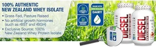 Miniatura 5 de PERFECT SPORTS Diesel 100% aislado de proteína de suero de Nueva Zelanda Endulzado con stevia, sin ingredientes artificiales, apto para dieta Keto
