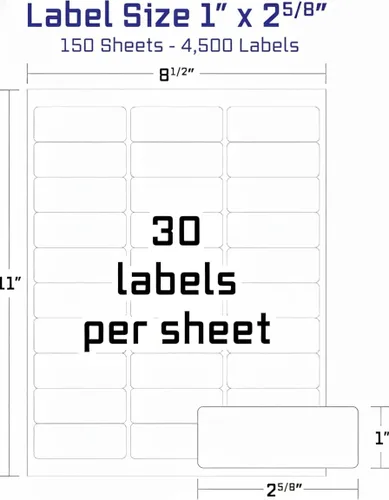 Miniatura 21 de Etiquetas de envío de direcciones imprimibles de fácil despegado, 1 pulgada x 2 5/8 pulgadas Adhesivo personalizable Blanco 300 etiquetas