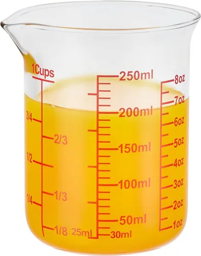 Miniatura 9 de Ackers - Taza medidora de vidrio de 1 taza, taza medidora de líquido de borosilicato de 8 onzas con boquilla