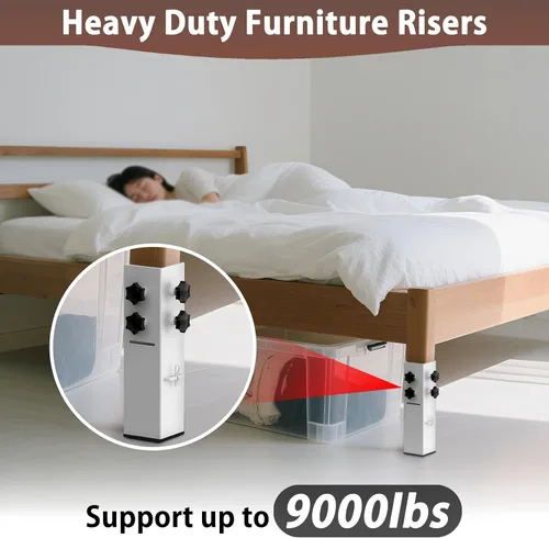 Miniatura 2 de Elevadores de cama de acero al carbono de grado superior 2025 de 2.3 pulgadas de diámetro, altura ajustable (3.2 o 5.1 pulgadas), elevadores de cama